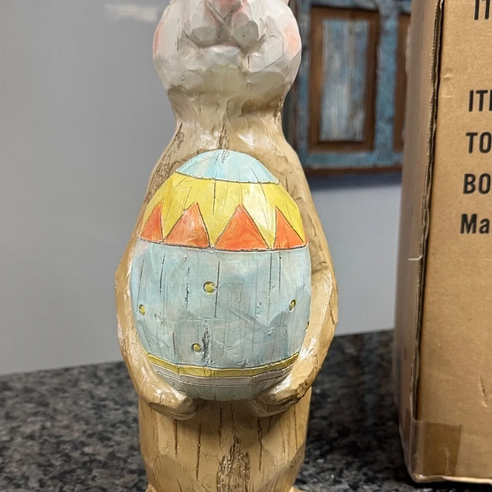 Easter Bunny with Egg Figurine resin NEW 20 inches